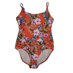 Kona Sol One Piece Tropical Print Swimsuit Size Large